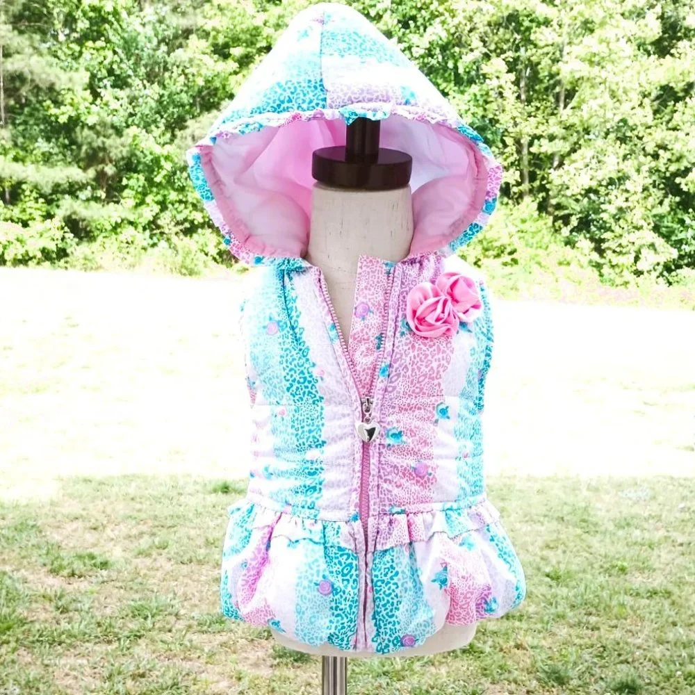 Girls Peplum Hooded Vest Jacket 12m Pink, Teal, Purple. By Kids Headquarters